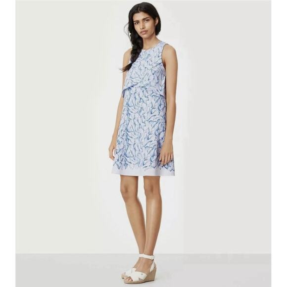 Tory Burch Kaley White Ellora Pima Cotton Popover Faux Layered Mini Dress - Picture 1 of 6